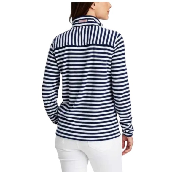 Vineyard Vines | Terry Cloth Navy & White Rugby Pullover Half Zip Sz S - Picture 3 of 8